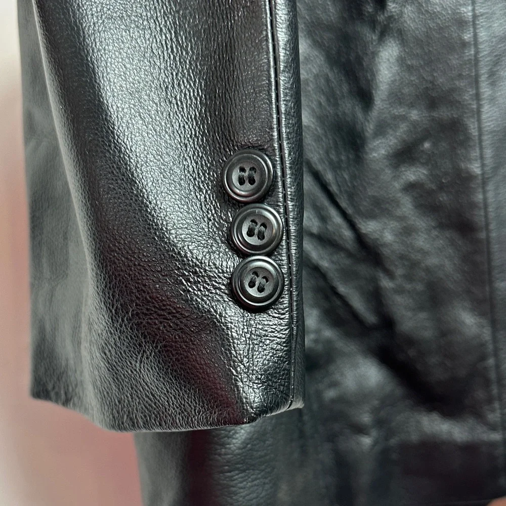 Stafford Executive Black Genuine Leather Men's Blazer Jacket RN93677 Sz‎ M